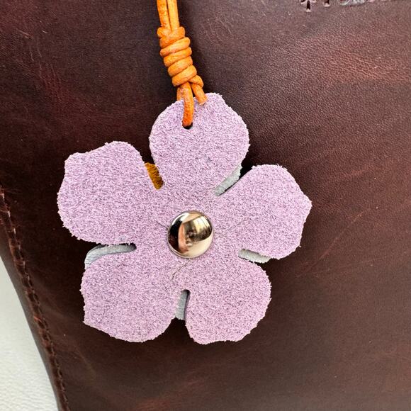 Leather Charm Flower Bag Charm Genuine Leather Purse Keychain NEW FAST SHIP - Picture 3 of 4